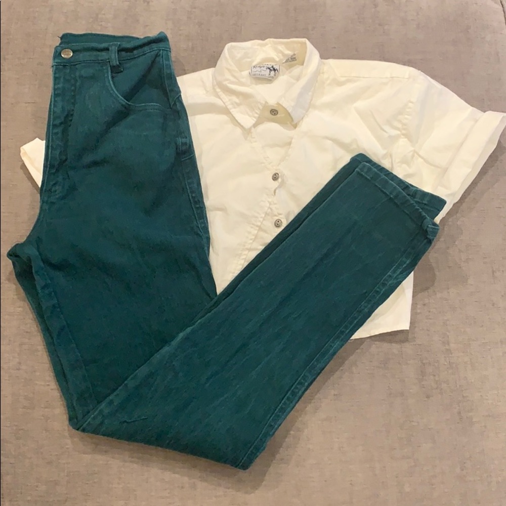 Vintage Green Denim High Waist Country Western